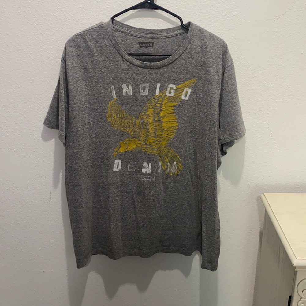 Levi’s grey t shirt indigo denim logo 2x